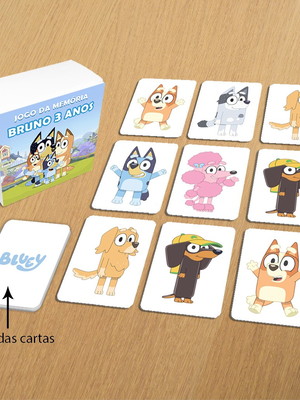 Jogo da memória bluey na caixa (6 pares / 12 cartas)