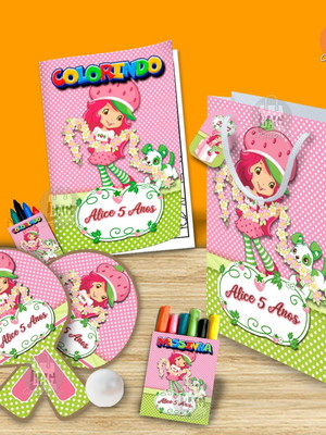 Kit completo sacolinha personalizado moranguinho