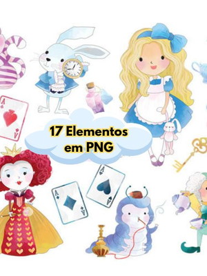 Arquivo digital-(3527) kit elementos png alice aquarela