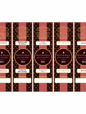 Digital - kit cintas brownie marrom e vermelho - 5 sabores
