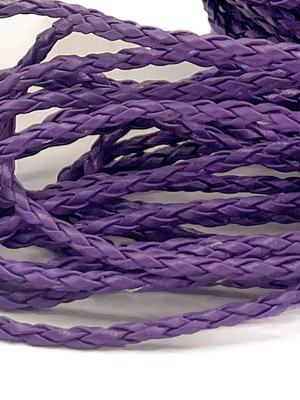 Cordão couro trançado 3 mm 10 mm - lilás