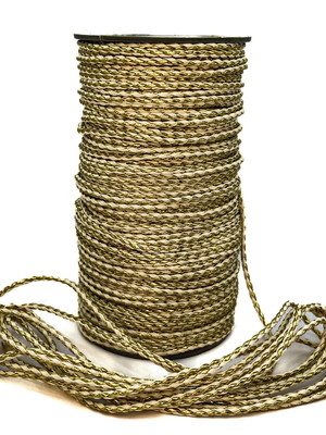 Cordão couro trançado 3 mm 10 mm - branco com dourado