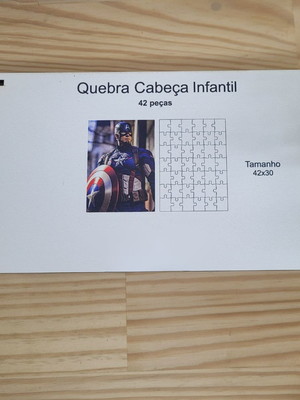 Quebra cabeça infantil heróis capitão américa 42 peças mdf