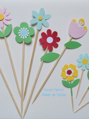 Kit topo de bolo e topper flores