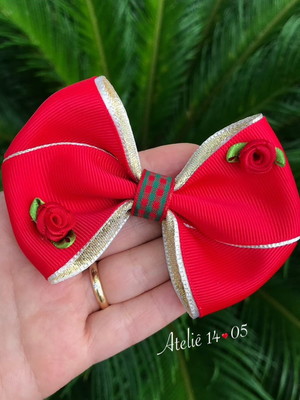 Laço natalino vermelho e dourado (natal)