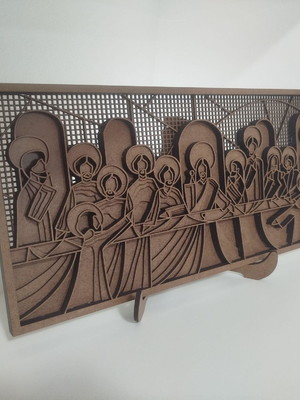 Quadro decoração santa ceia em 6 camadas mdf cru sem pintura