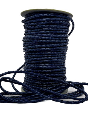 Cordão couro trançado 5 mm 10 mm - azul marinho