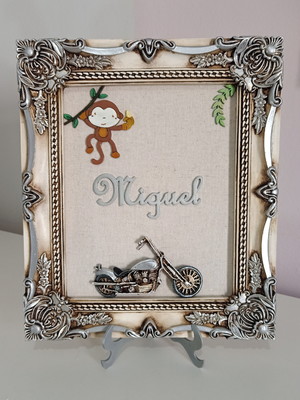 Quadro para quarto de bebê moto safari