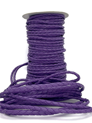 Cordão couro trançado 6 mm 10 mm - lilás