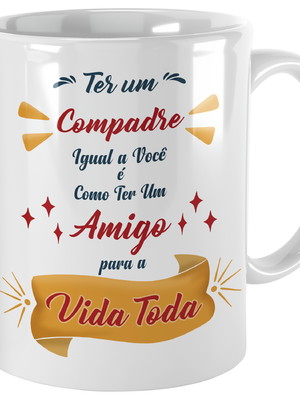 Caneca presente para compadre com frase personalizada