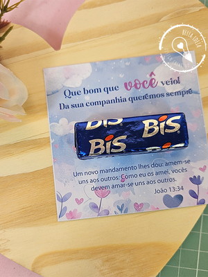 Lembrancinha para igreja cartão bis versículo para visitas