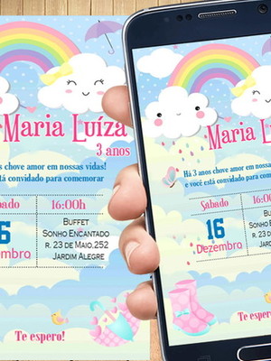 Convite digital chuva de amor