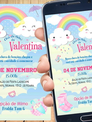 Convite digital chá de bebê chuva de amor