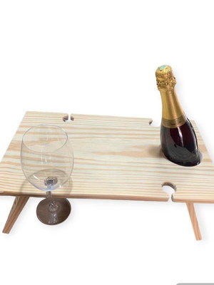 Mesa com suporte para taças e vinho dobrável retangular