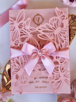 Convite rendado borbotela rose