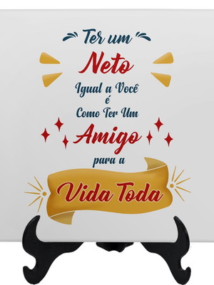 Quadro presente para neto azulejo com frase personalizada