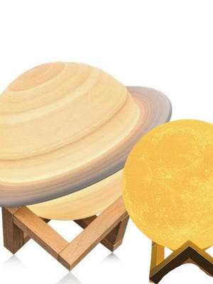 Kit luminária lua cheia abajur e luminária planeta saturno