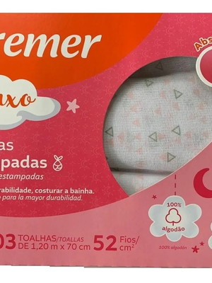 Toalha fralda cremer kit com 6 caixas est. 70x120cm menina