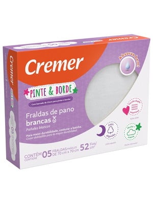 Fralda de pano pinte borde kit com 8 cx- cremer