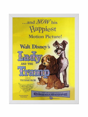Quadro decor cartaz a dama e o vagabundo 1955 - tela 30x40cm