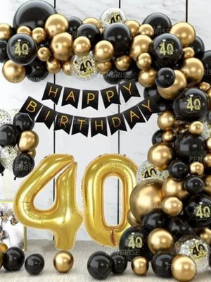 Balão de aniversário preto dourado 18/30/40/50 anos