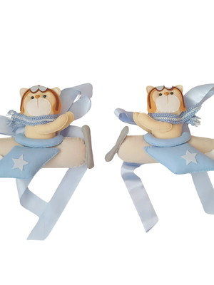 Dupla de prendedores de cortina - urso aviador