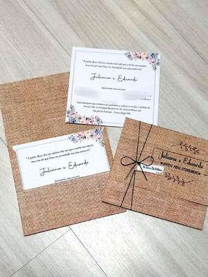 Convite casamento rústico com envelope