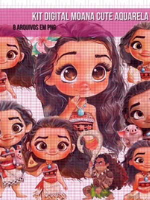 Kit digital moana aquarela exclusivo