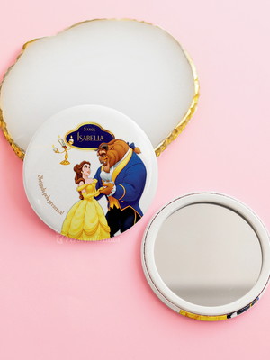 Lembrancinha 10 espelhos personalizados a bela e a fera