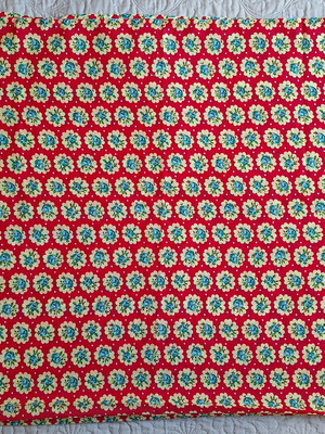 Toalha mesa - chita - vermelha - 180cm compr x 1,30cm larg