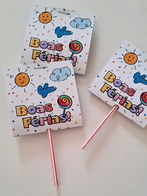 Lembrancinha para alunos férias- capa para pirulito
