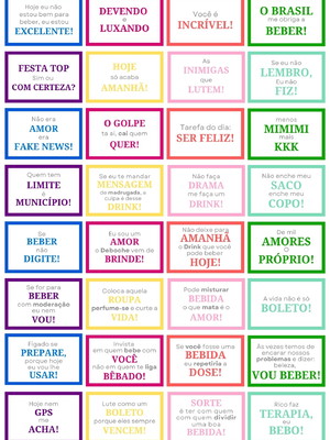 Tags para drinks com frases engraçadas colorido