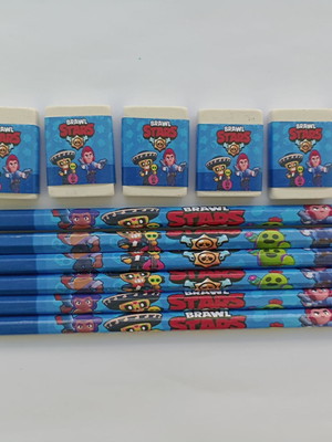 Kit lápis com borracha personalizada brawl stars