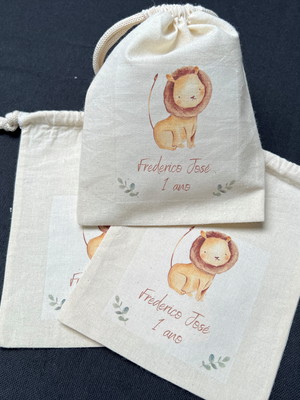 Lembrancinha 1 ano saquinho algodão personalizado 10x15 eco