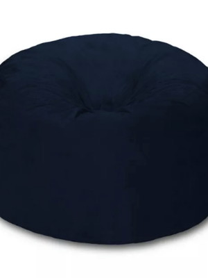 Puff redondo 80x20 em suede azul marinho com enchimento