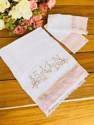Kit toalhas fralda de ombro e boca ramos de flores rose
