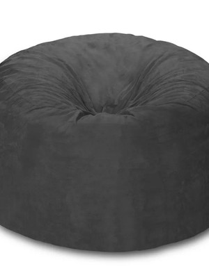 Puff redondo 80x20 em suede cinza com enchimento