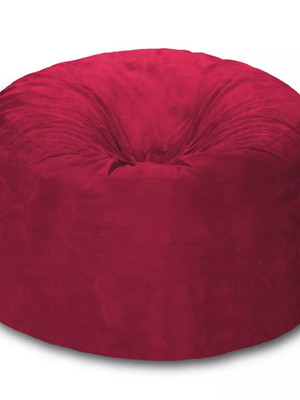 Puff redondo 80x20 em suede vermelho com enchimento