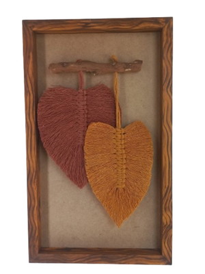 Macramê estilo bohochic zen c/ moldura quadro terra e ocre