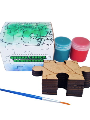 Brinde quebra-cabeça mdf com 9 peças e tintas - tema hulk