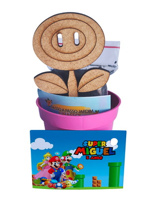Brinde para plantar com aplique mdf - tema turma do mario