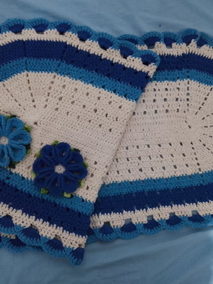 Kit de tapete em crochê com flor