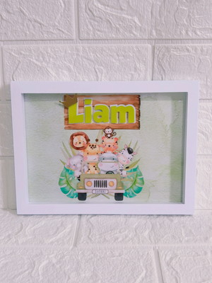 Quadro porta maternidade personalizado safari