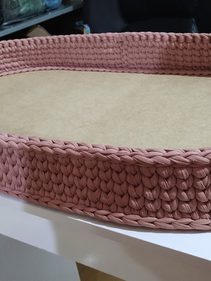 Trocador de fralda fundo mdf crochê fio de malha sem colchão