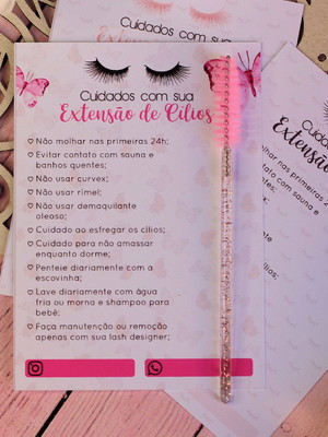 Cartão de cuidados com cílios + escovinha de cílios 40 unid