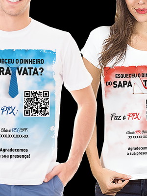 Camiseta, baby-look ou bata - gravata casamento qr code