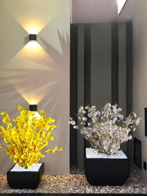 5x hastes de orquídea artificial flor chuva de ouro amarela