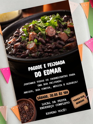 Convite digital feijoada, pagode e boteco