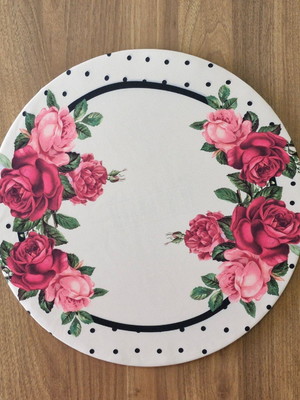Kit capa de sousplat poá com rosas 06 peças