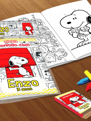 Kit colorir snoopy (livrinho + giz de cera)